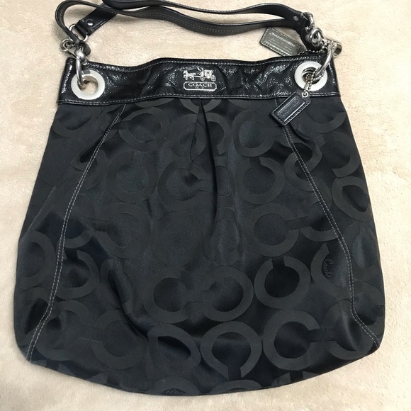 Coach Signature C Black Canvas Crossbody Purse - Picture 1 of 5